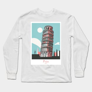 Italy Leaning Tower of Pisa Artwork Long Sleeve T-Shirt